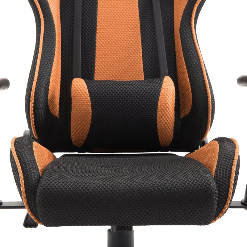 Vinsetto Ergonomic Racing Gaming Chair Mesh Back Adjustable Height Recliner w/ Wheels Removable Pillows Adjustable Height Armrests Orange Black