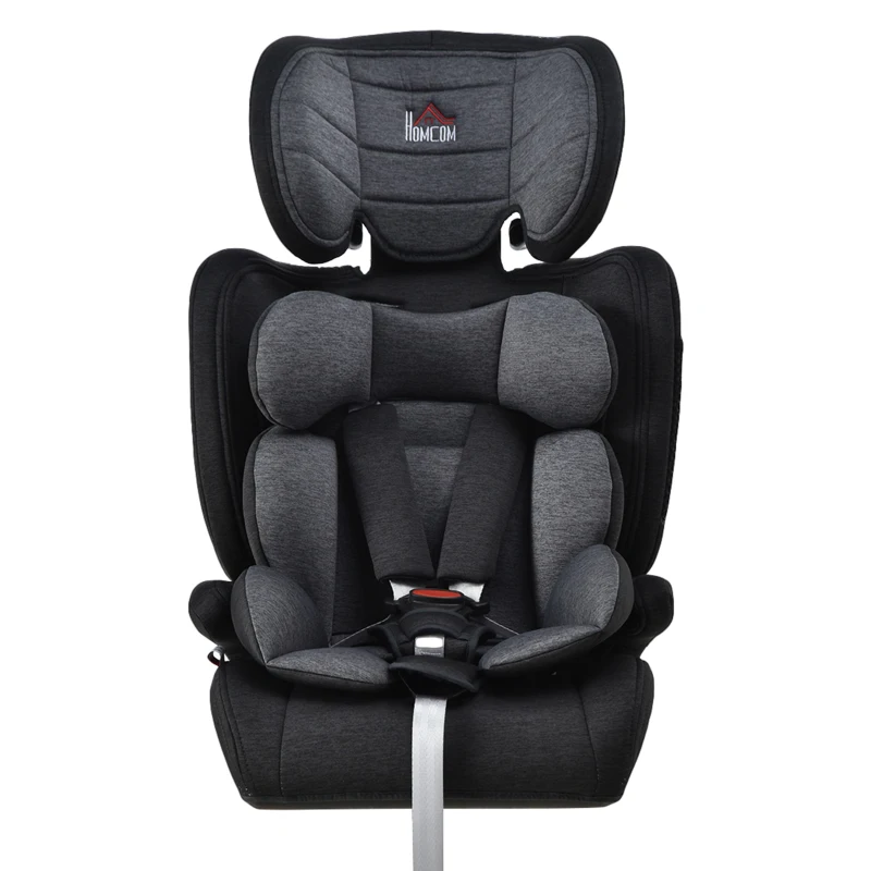 HOMCOM Toddler Kids Child Car Seat Group 1-2-3 from 9kg to 36kg High Back Adjustable Headrest Extra Protection  Black Grey