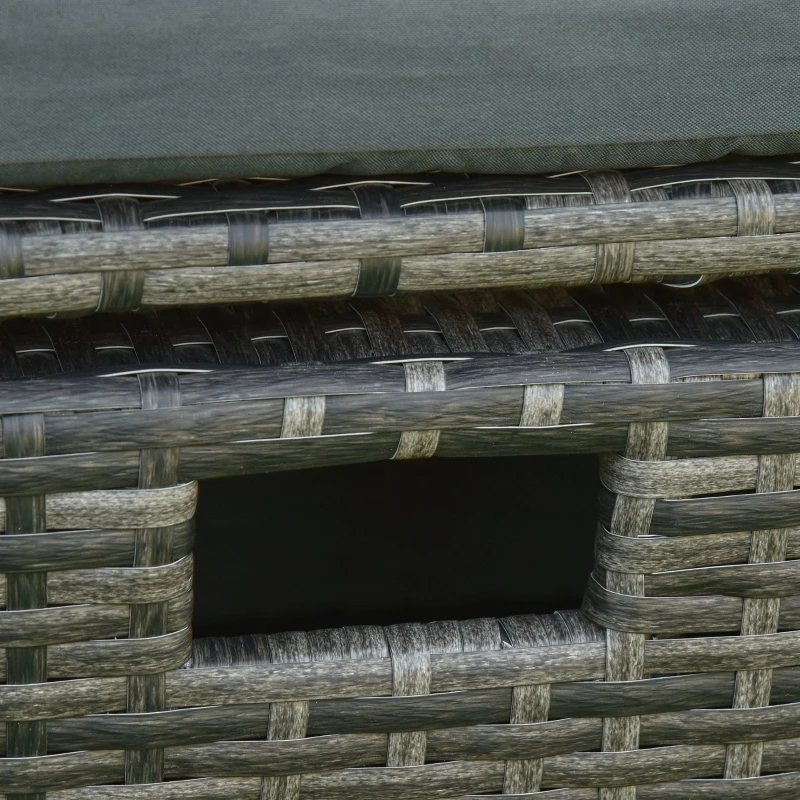 Outsunny 6 PCS Outdoor Patio Furniture Sets All Weather PE Rattan Chair Set Indoor Outdoor Backyard Garden Coffee Table w/ Two Ottoman & Cushions Grey