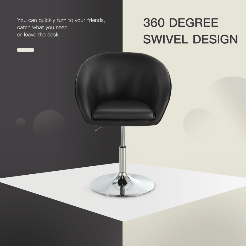 HOMCOM PU Leather Upholstered Twin-Pair Tub Bar Stools Black