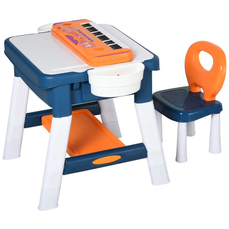 HOMCOM Kids Plastic Creative & Musical Activity Table w/ Chair