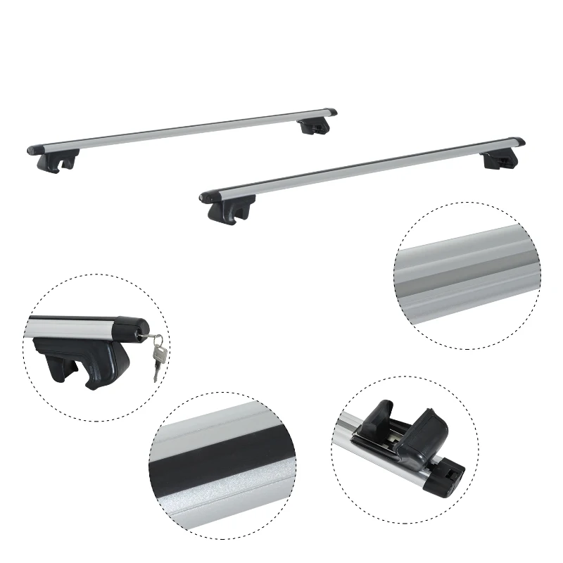 Outsunny 125Lx12.5Wx7H cm Cross Bar Roof Rail Rack-Silver