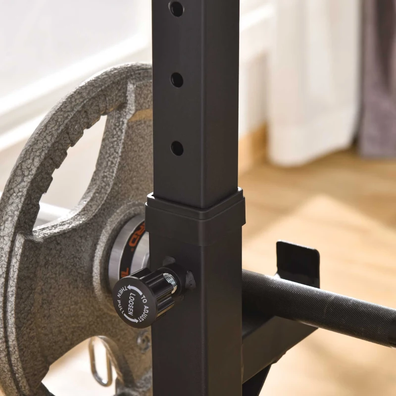 HOMCOM Barbell Rack, Width and Height Adjustable Dip Stand, Bench Press Rack for Home Gym Weight Lifting Fitness Workout, Max Load 150kg