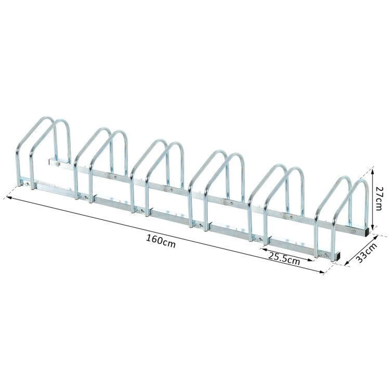 HOMCOM Bike Stand Parking Rack Floor or Wall Mount Bicycle Cycle Storage Locking Stand (6 Racks, Silver)