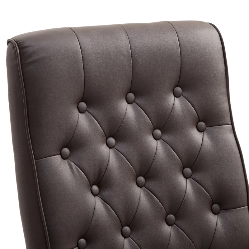 Vinsetto High Back Executive Office Chair Swivel Computer Desk Armchair Tilting Seat Height Adjustable Ergonomic Bonded Leather Wooden Base (Brown)