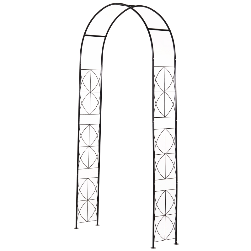 Outsunny Steel Frame Outdoor Arbor & Trellis Garden Arch Black