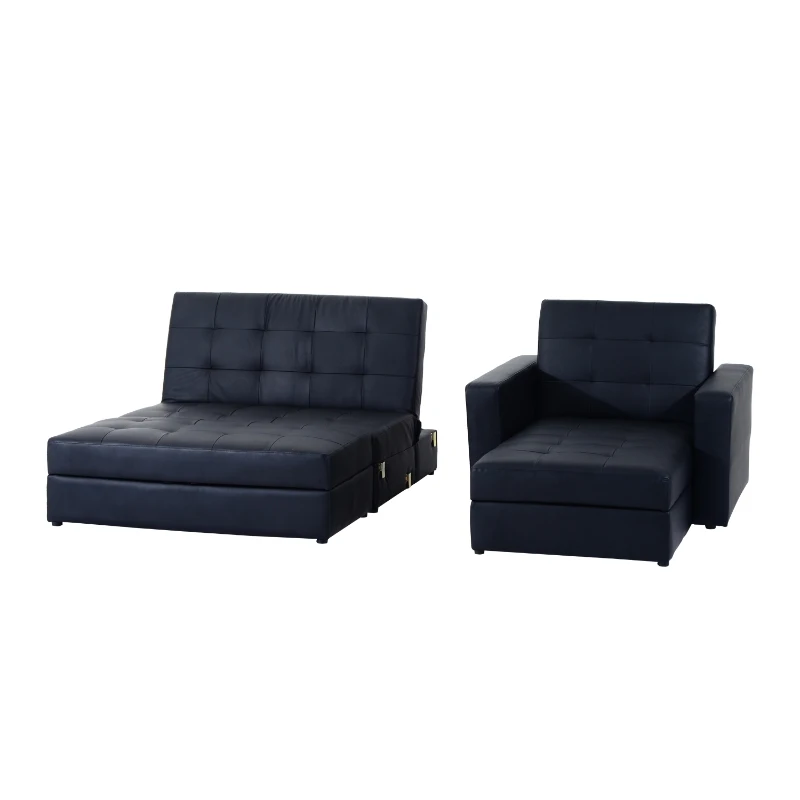 HOMCOM PU Leather Sofa Bed-Black