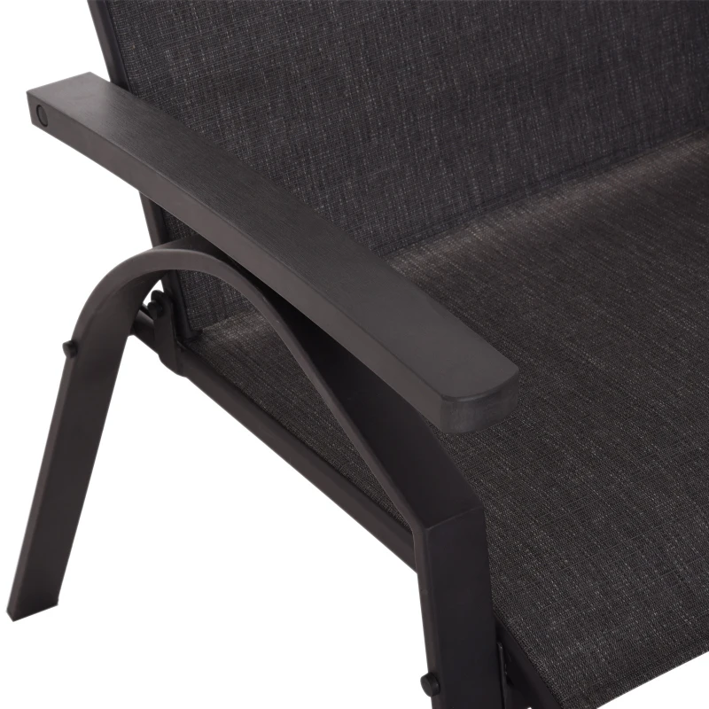 Outsunny 5 PCs Garden Patio Outdoor Sun Lounger Set 2 Chairs with Footrest and Coffee Table Adjustable Recliner Balcony Terrace Reclining Black