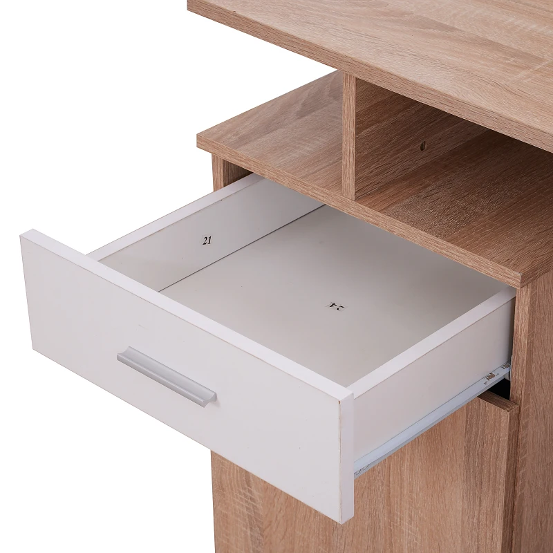 Vinsetto Computer Desk, 120Lx60Wx122H cm, Particle board-Oak/White Colour