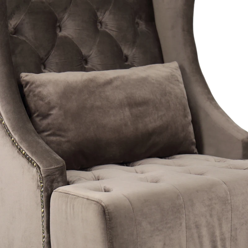 HOMCOM Armchair, Vintage Style, Wood Frame With Oak Legs, Linen-Brown