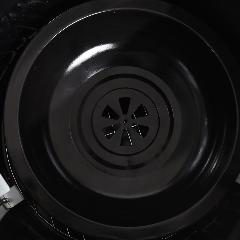 Outsunny Charcoal Smoker Grill 3 in 1 Design Round BBQ Roaster Barbecue with Built-in Thermostat, Water Pan and Hooks Camping Garden Patio Outdoor- Black