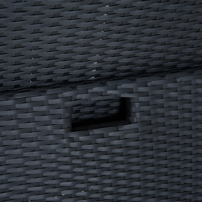 Outsunny Outdoor 11pc Rattan Garden Furniture Patio Dining Set 10-seater Cube Sofa Weave Wicker 6 Chairs 4 Footrests & 1 Table - Black