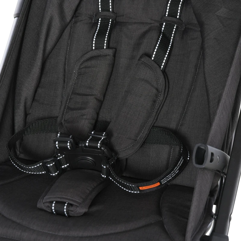 HOMCOM Lightweight Baby Stroller Pushchair Buggy Adjustable Reclinable Back Aluminum Frame, Five Point Harness, One Hand Foldable, Storage Basket, Suspension Wheels For 0 - 36 months