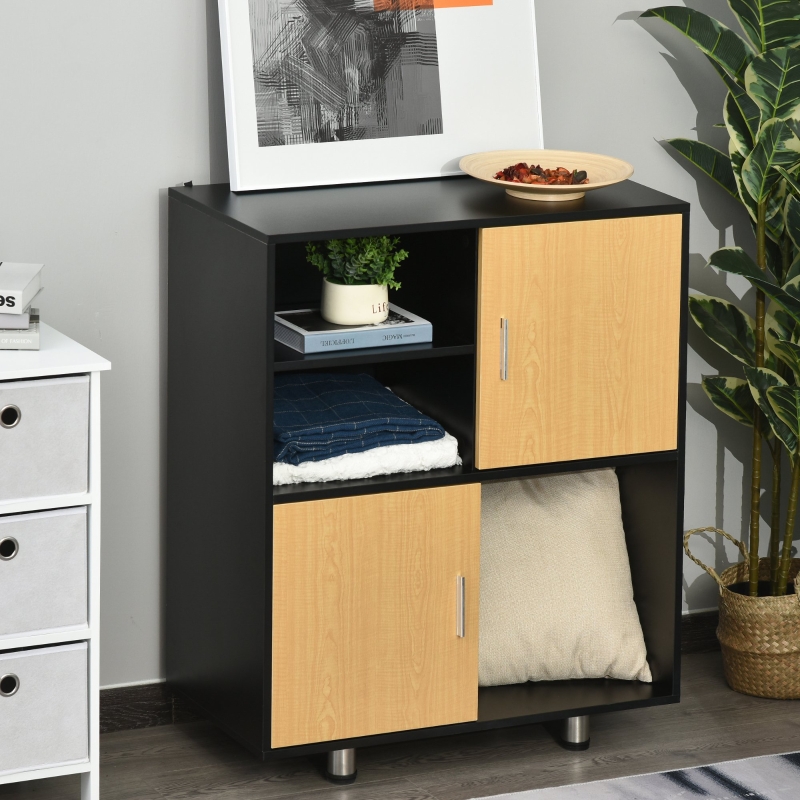 HOMCOM Particle Board 4-Cube Home Storage Unit Black/Oak