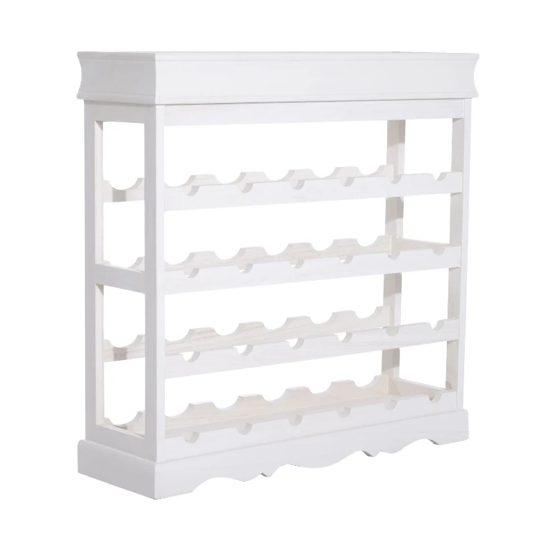 HOMCOM 4-tier Wooden Wine Rack 24 Bottles Stackable Organizer Display Storage Holder Shelves Stand Kitchen Home w/Countertop White