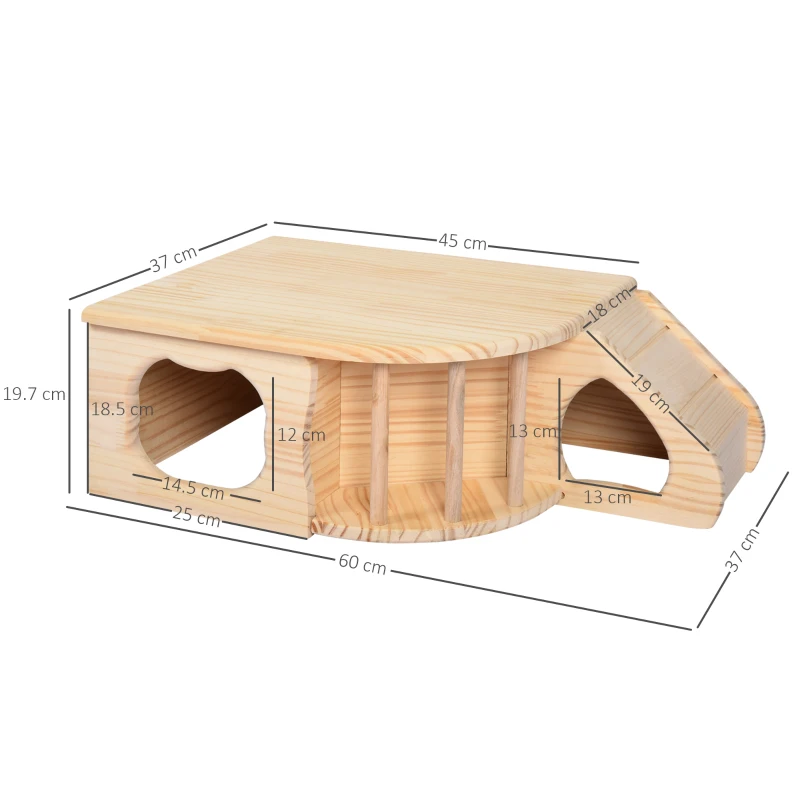 PawHut Guinea Pigs Small Fir Wood Shelter House