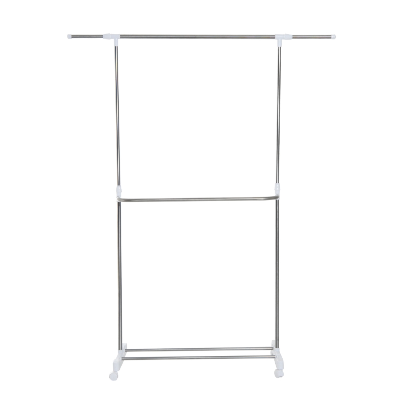 HOMCOM 40D×(103-178)H × (97-138)W cm Extendable Clothes Hanger W/Wheels-White