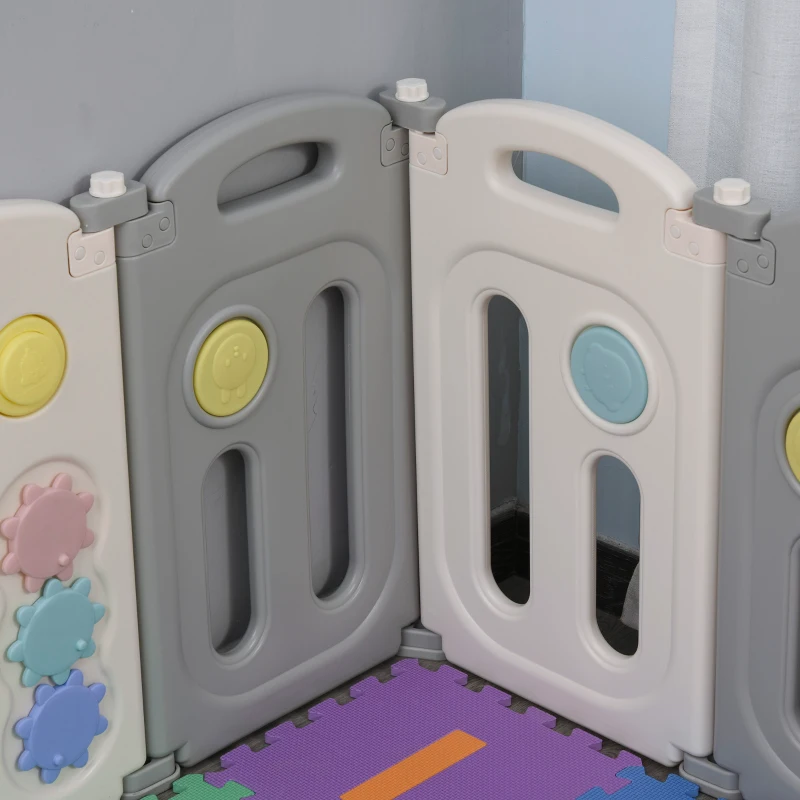 HOMCOM 12 Panel Foldable Baby Playpen Safety Play Yard Kids Activity Center Fence for Home Indoor Outdoor w/ Toys HDPE