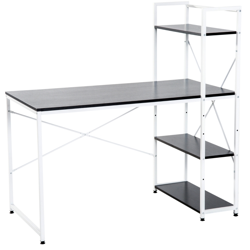 HOMCOM Computer Workstation Metal Frame-White/ Black Colour