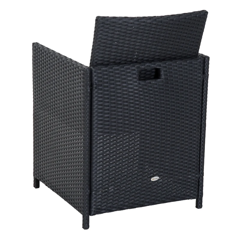 Outsunny Outdoor 11pc Rattan Garden Furniture Patio Dining Set 10-seater Cube Sofa Weave Wicker 6 Chairs 4 Footrests & 1 Table - Black