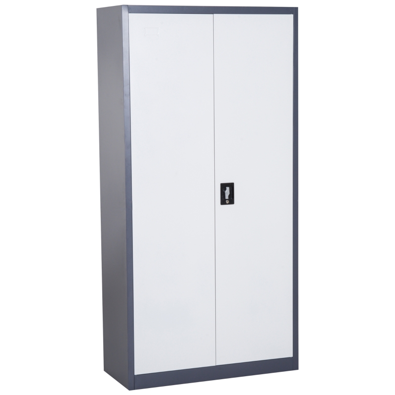 HOMCOM Lockable Filing Cabinet, Adjustable Shelf, CRS-White/Black