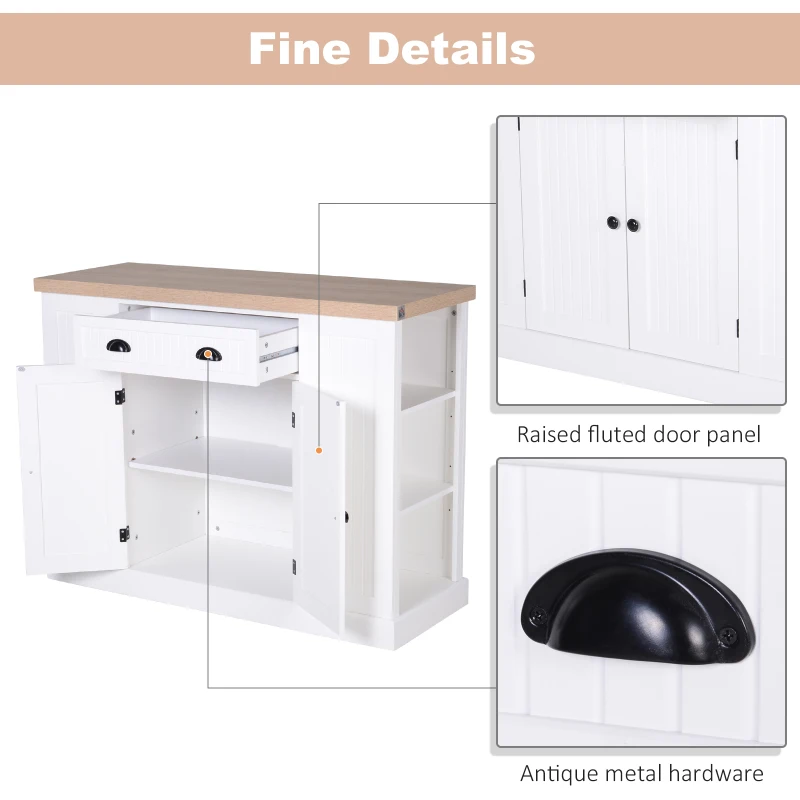 HOMCOM Wooden Multifunction Island Storage Cabinet White