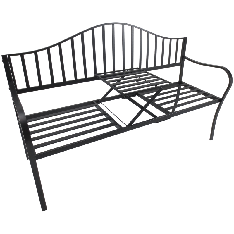 Outsunny Metal Bench W/Table, 160Lx53Wx95H cm