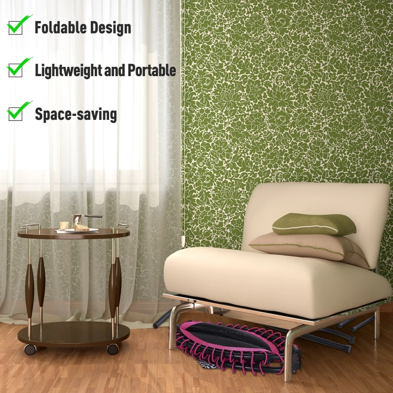 HOMCOM Mini Round Steel Frame Trampoline w/ Adjustable Handle Pink