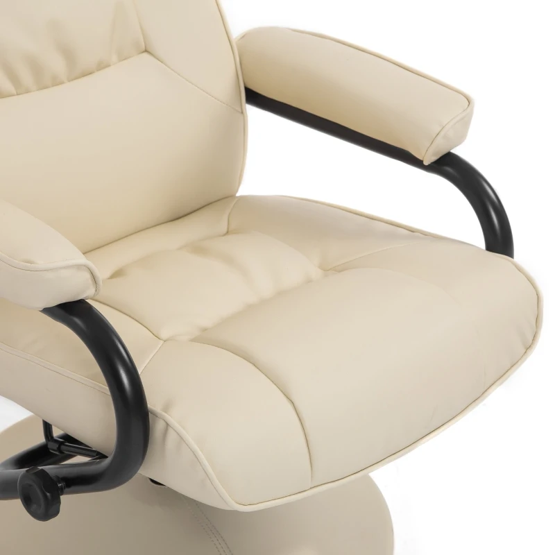 HOMCOM Executive Recliner Chair High Back Swivel Armchair Lounge Seat w/ Footrest Stool (Cream)