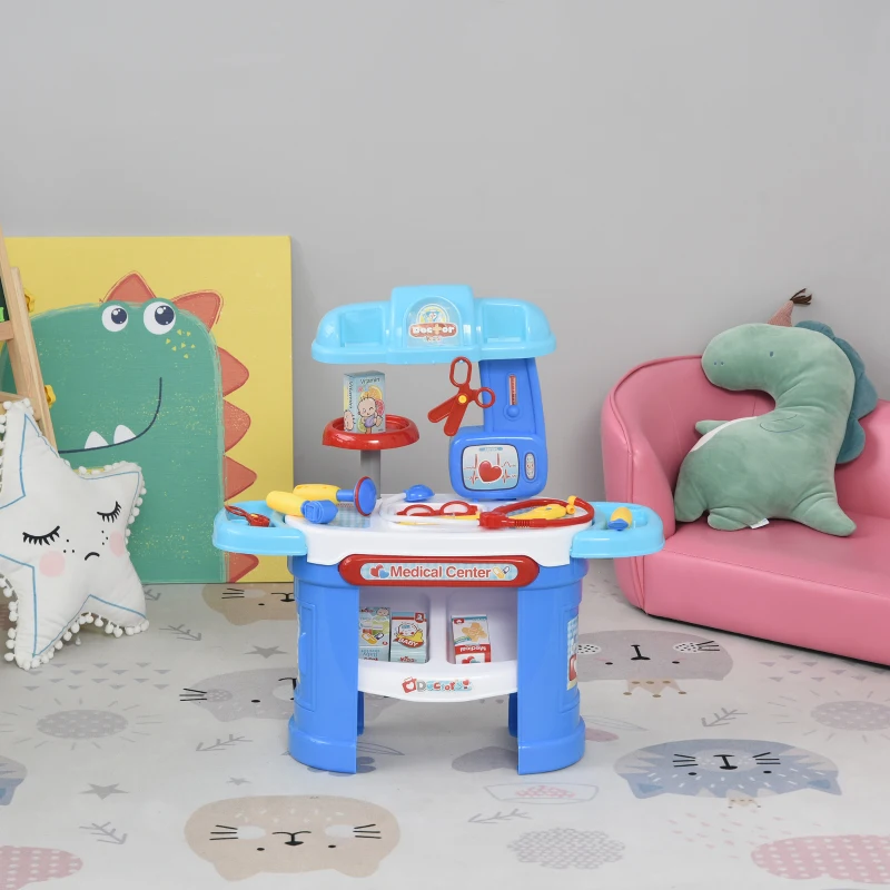 HOMCOM Kids Pretend Play Plastic Doctors Set Blue