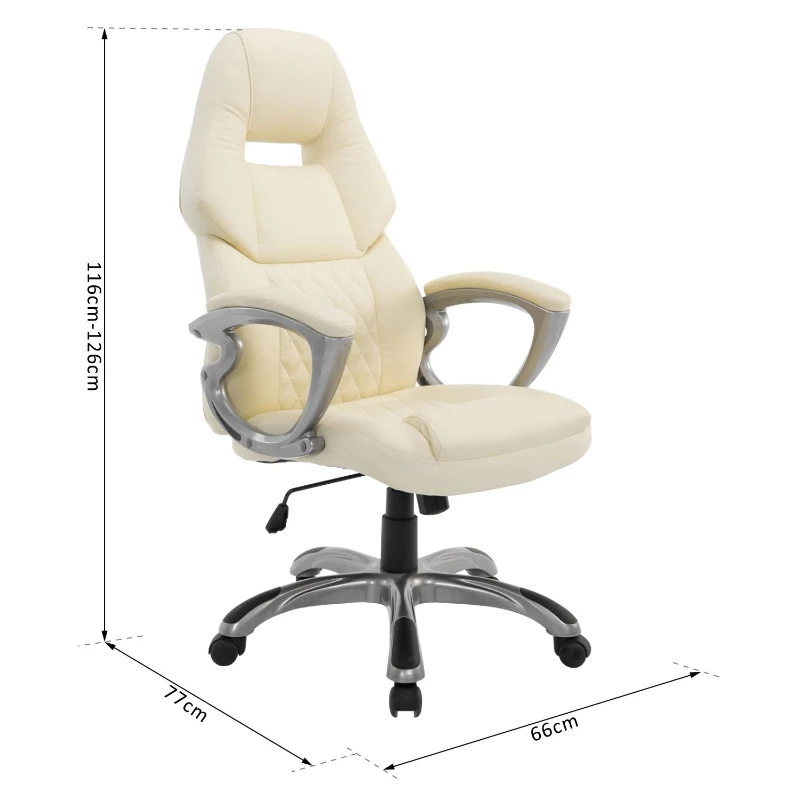 HOMCOM PU Leather Racing Office Chair-Cream