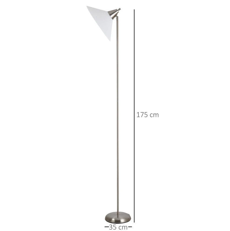 HOMCOM 180cm Floor Lamp Moving Cone Lampshade w/Steel Pole Round Base Home Living Room Elegant Style Office Silver