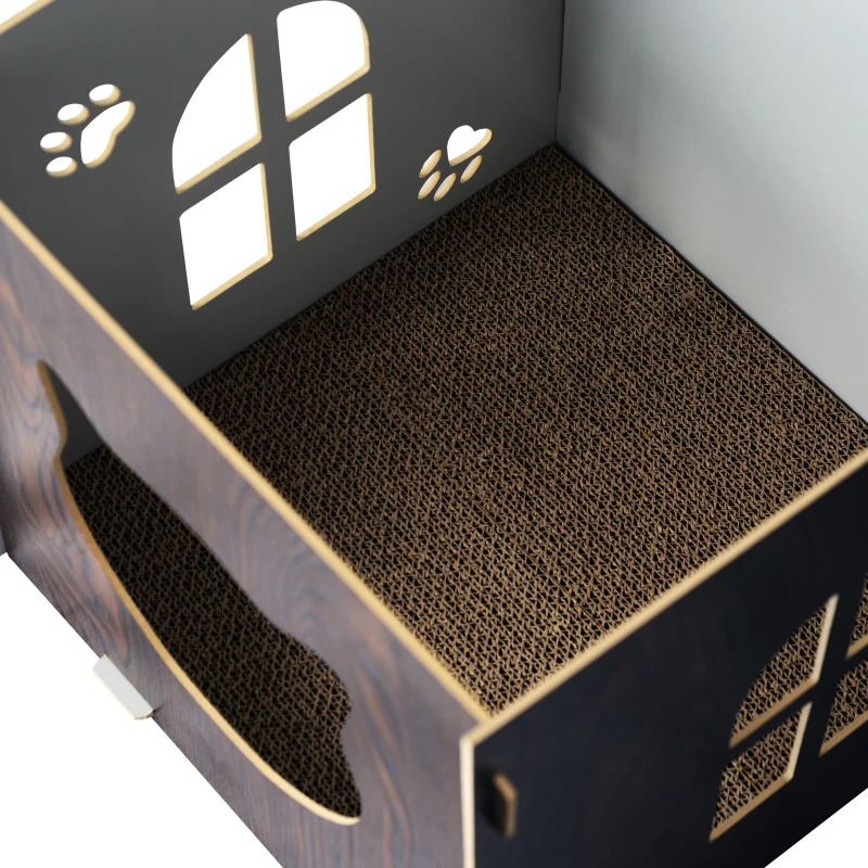 PawHut Cat House Scratching Pad, 40H cm-Brown