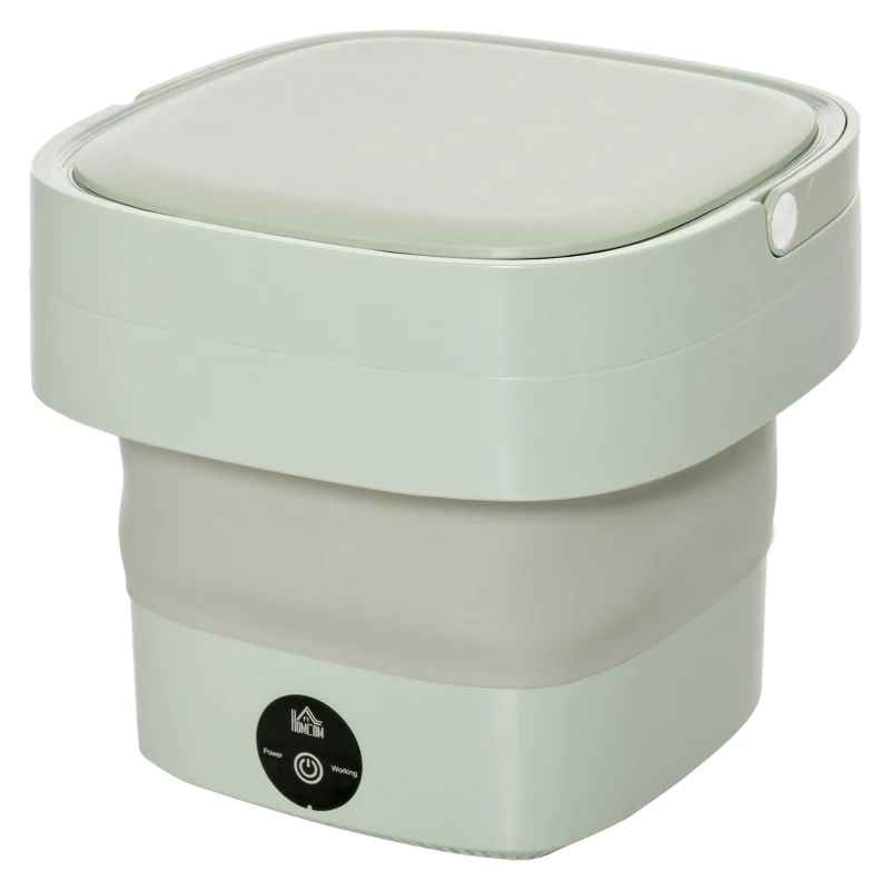 HOMCOM Portable Washing Machine Foldable Mini Laundry Machine with Handle for Socks Underwear Green