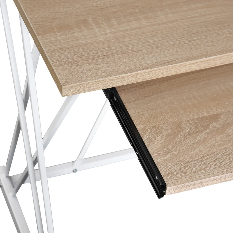 HOMCOM Computer Desk Writing Table Workstation Sliding Keyboard Tray 2 Drawers Storage Home Office Furniture 110 x 55 x 76 cm
