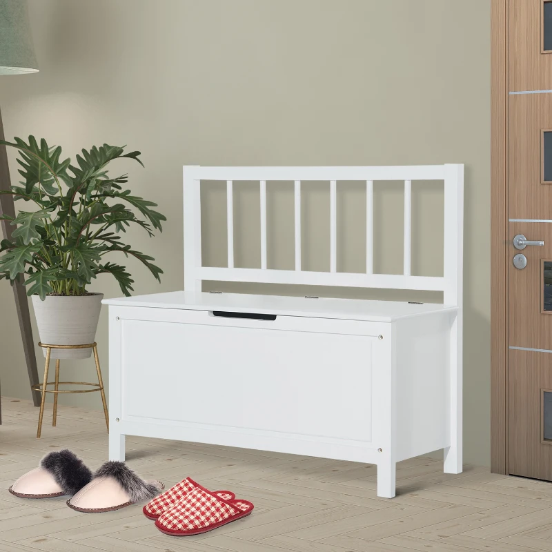 HOMCOM 85L x 35W x 75H cm Entryway Storage Bench-White