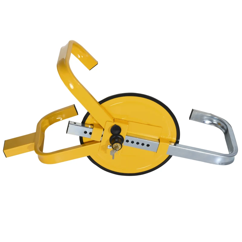 HOMCOM Heavy Duty Steel Wheel Clamps Anti-Theft Device Fits 13 to 15 Inch Wheels Suitable For Cars Trailer Motorcycle w/ 2 Keys