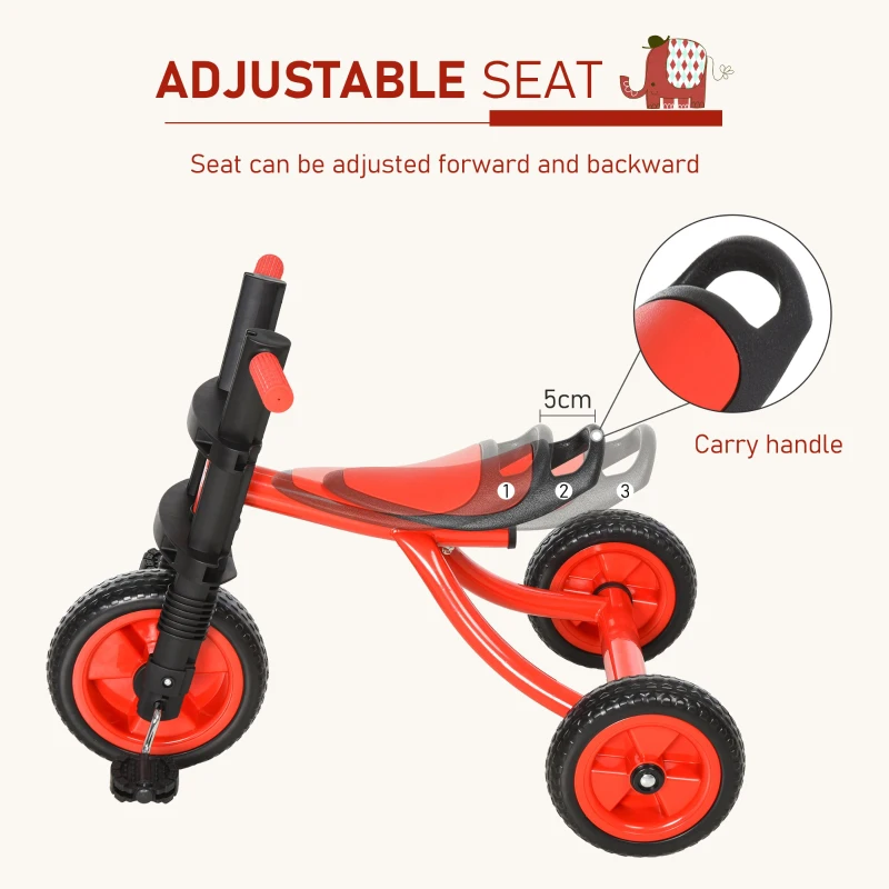 Qaba Kids 3-Wheel Plastic Pedal Tricycle Red