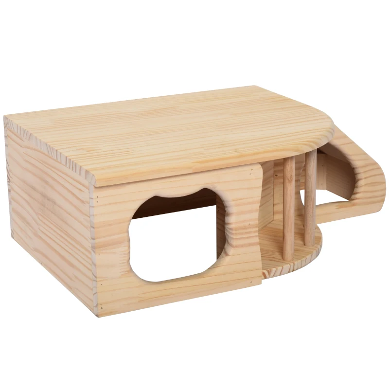 PawHut Guinea Pigs Small Fir Wood Shelter House