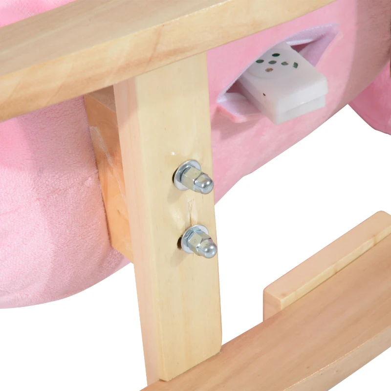 HOMCOM Children Kids Rocking Horse Toys Plush Elephant Rocker Seat with Sound Toddler Baby Gift (Pink)