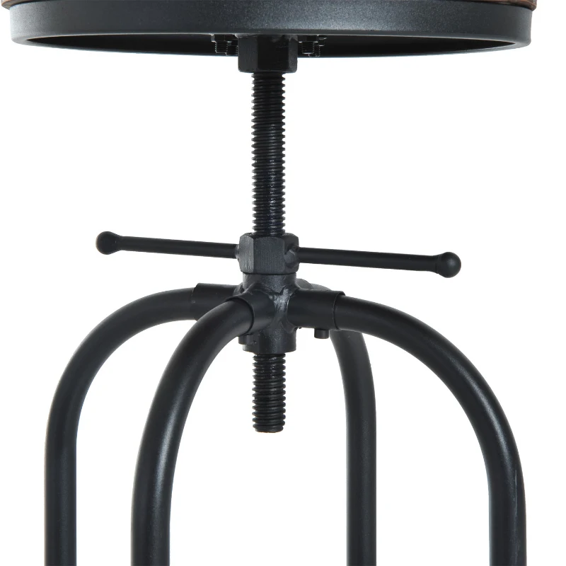 HOMCOM Vintage Industrial Bar Stool Height Adjustable Swivel Chair  Metal Foot and Wood Surface (TypeA)