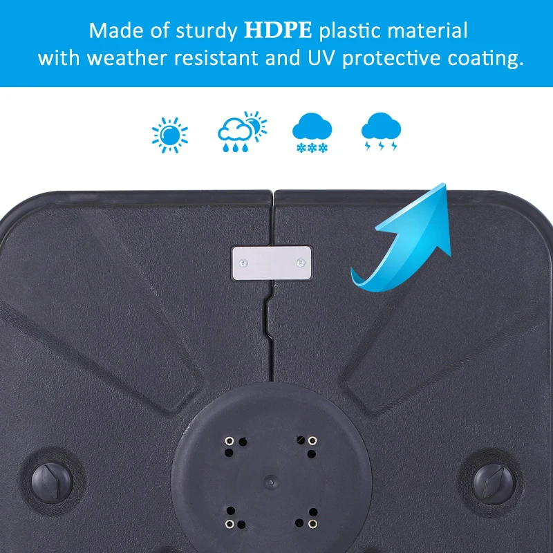 Outsunny HD Polyethylene Sand or Water Fillable Square Parasol Base Black