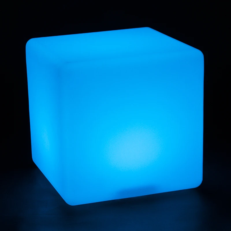 HOMCOM 40cm LED Cube Stool Chair Seat Table Floor Lamp Adjustable 16 RGB Colour Rechargeable Battery Remote Control