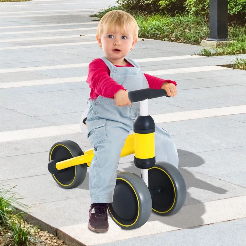 HOMCOM Baby Toddler Balance Bike Ride On Walker 3 Wheel Push Bike Kids First Bike Birthday Toy Gift for 1-2 Years Yellow