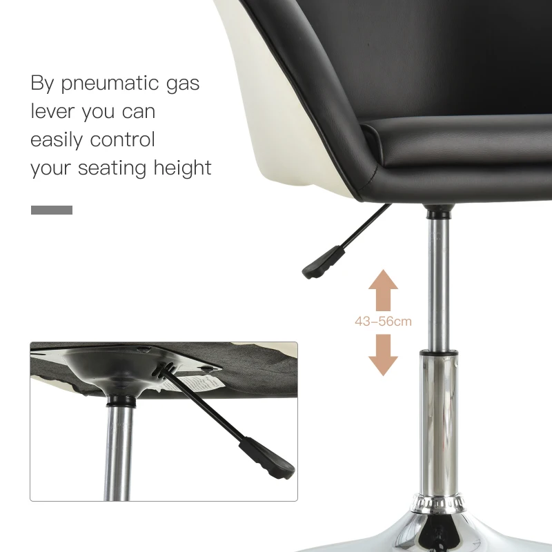 HOMCOM PU Leather Upholstered Twin-Pair Tub Bar Stools Black