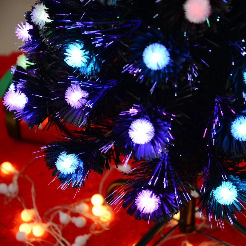 HOMCOM 90cm 3ft Fibre Optic Christmas Tree Artificial Xmas Pre-lit LED Tree Holiday Décor with Metal Stand