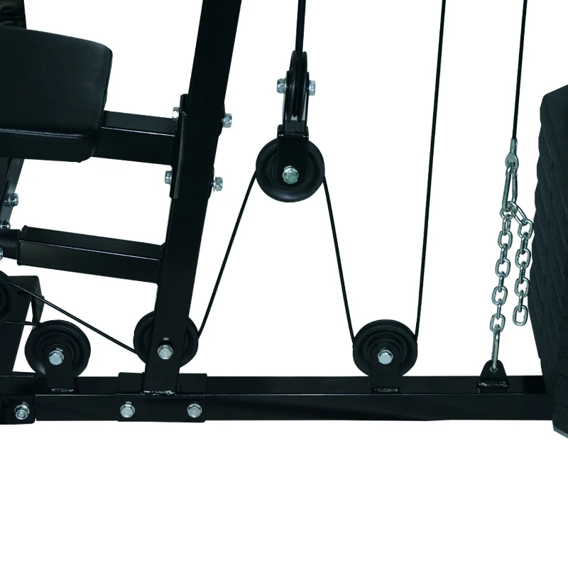 HOMCOM Multi Gym Workstation Home Workout Station Toning Body Building Strength Training Machine 40 kg Weight Plates