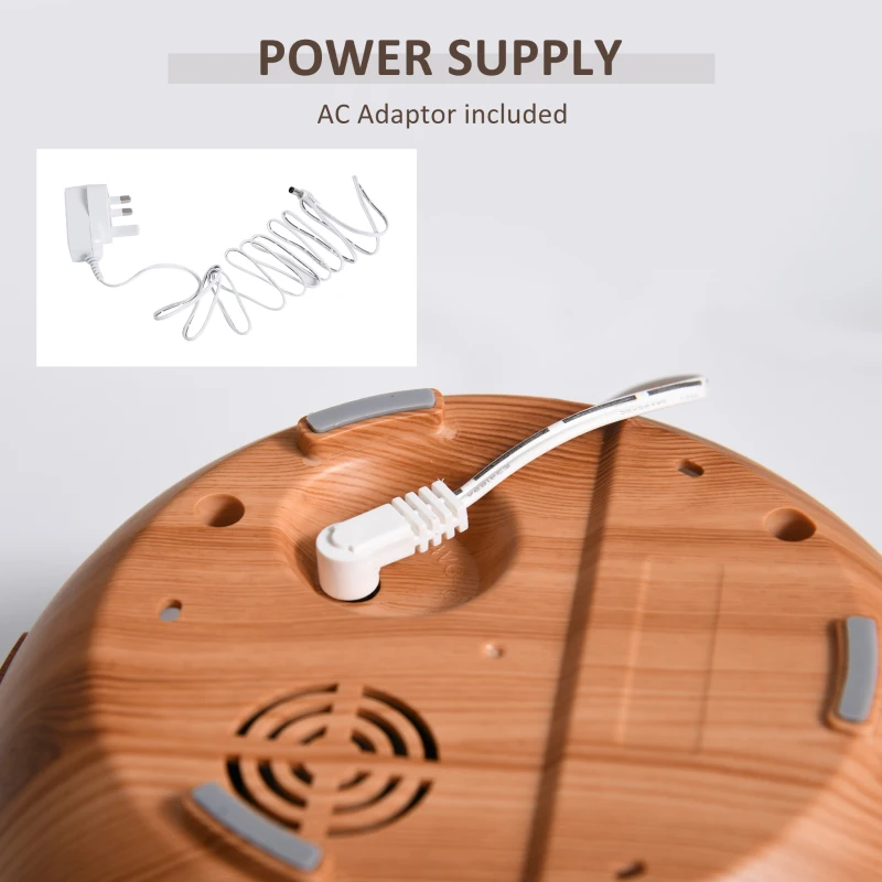 HOMCOM 400ml Aroma Diffuser for Essential Oils & Water Humidifier w/ 7 LED Lights Timer Auto Shutdown Home Office Relaxation Mini Spa Wood Effect Brown