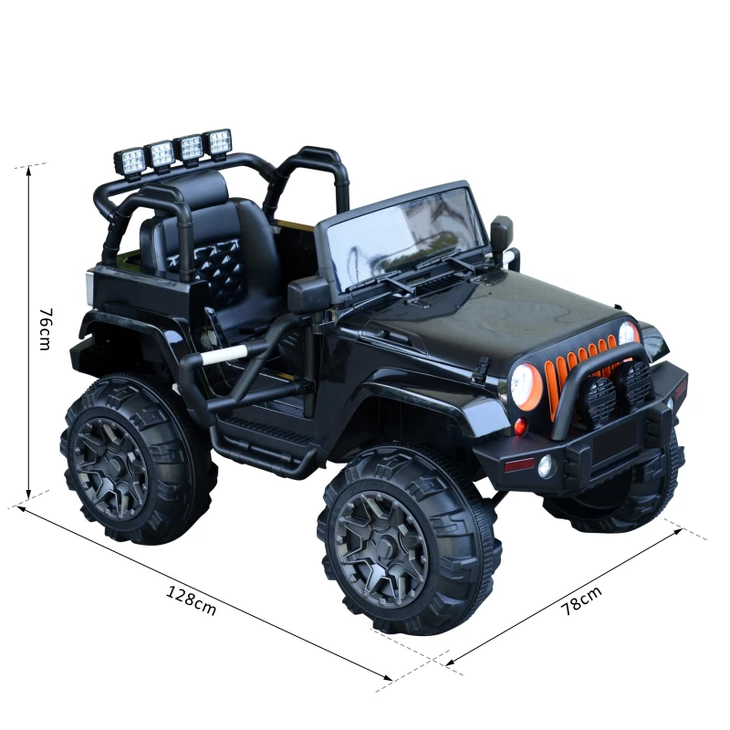 HOMCOM 2 Speed Electric Ride On Car 12V Battery w/ Headlights MP3 Connection & Suspension Remote Control in Black