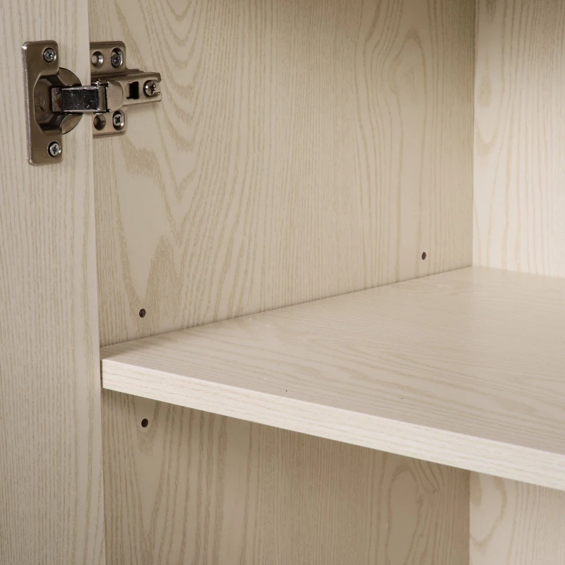 HOMCOM Rolling Kitchen Trolley Microwave Cart 2-Door Cabinet Storage Shelves w/ Wheels, 60.4W x 40.3D x 97Hcm